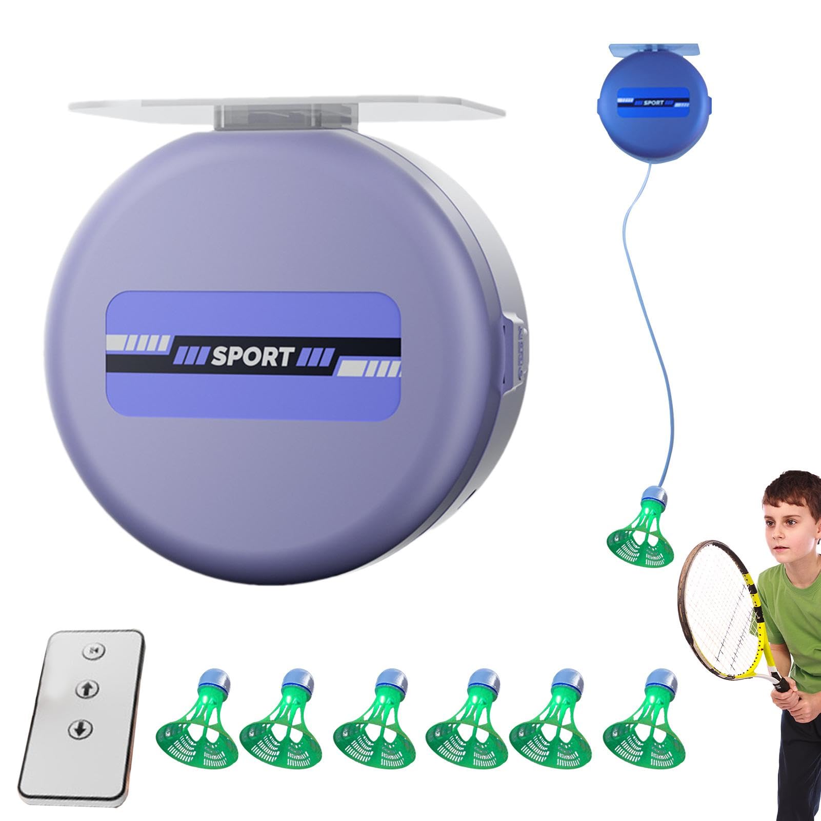 Badminton Rebound Training Automatico Rebound Badminton Trainer - Addestratore per badminton regolabile | Attrezzatura per allenamento Badminton Rebound Regolabile Badminton Rebound, Attrezzatura da