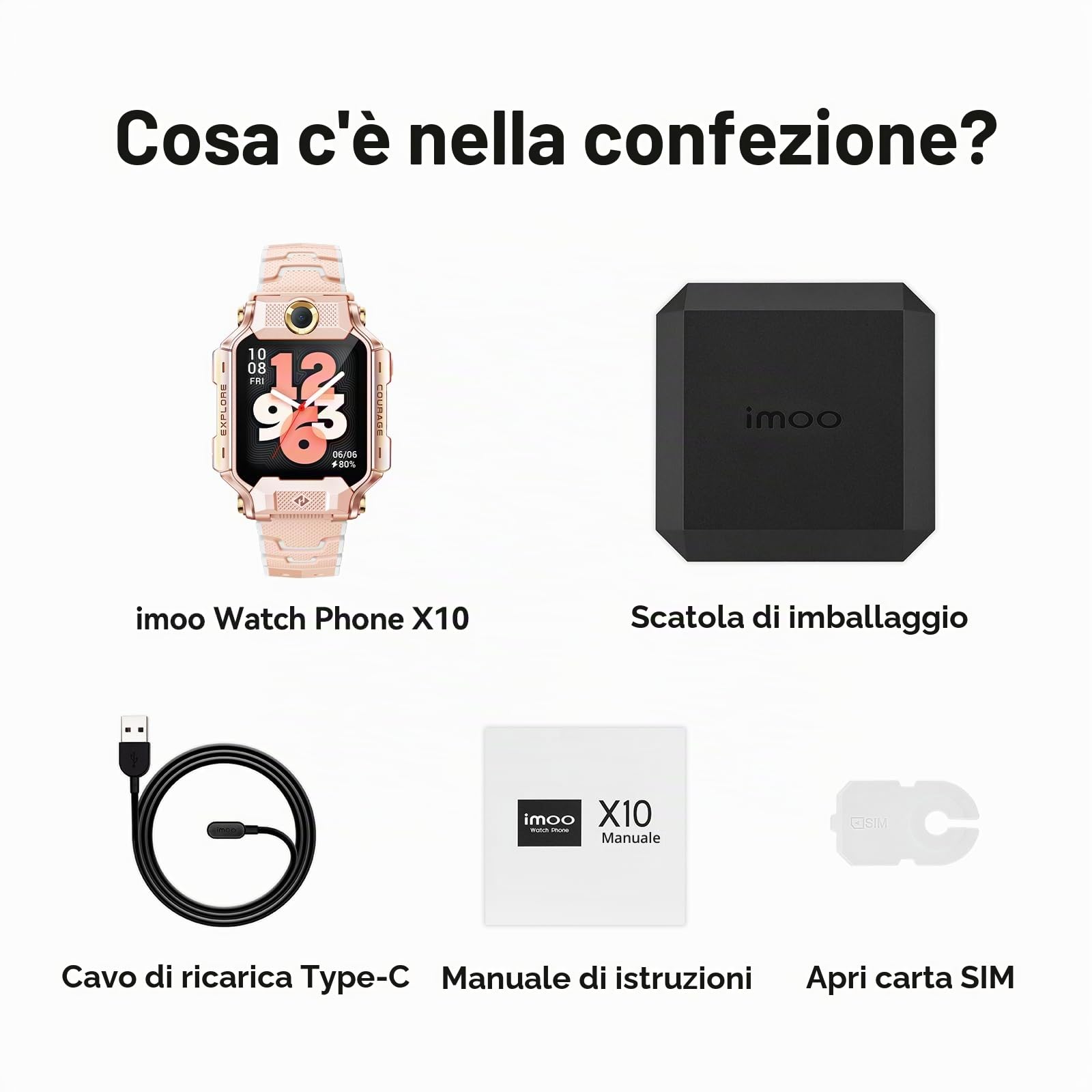 imoo X10 Smartwatch per Bambini, Doppia Fotocamera Roteante e Rimovibile | Videochiamata HD 360°, Chat, Supporto SIM, GPS 5 Satelliti, Monitoraggio Salute, Modalità Sport, SOS, IPX8, Modo Scuola