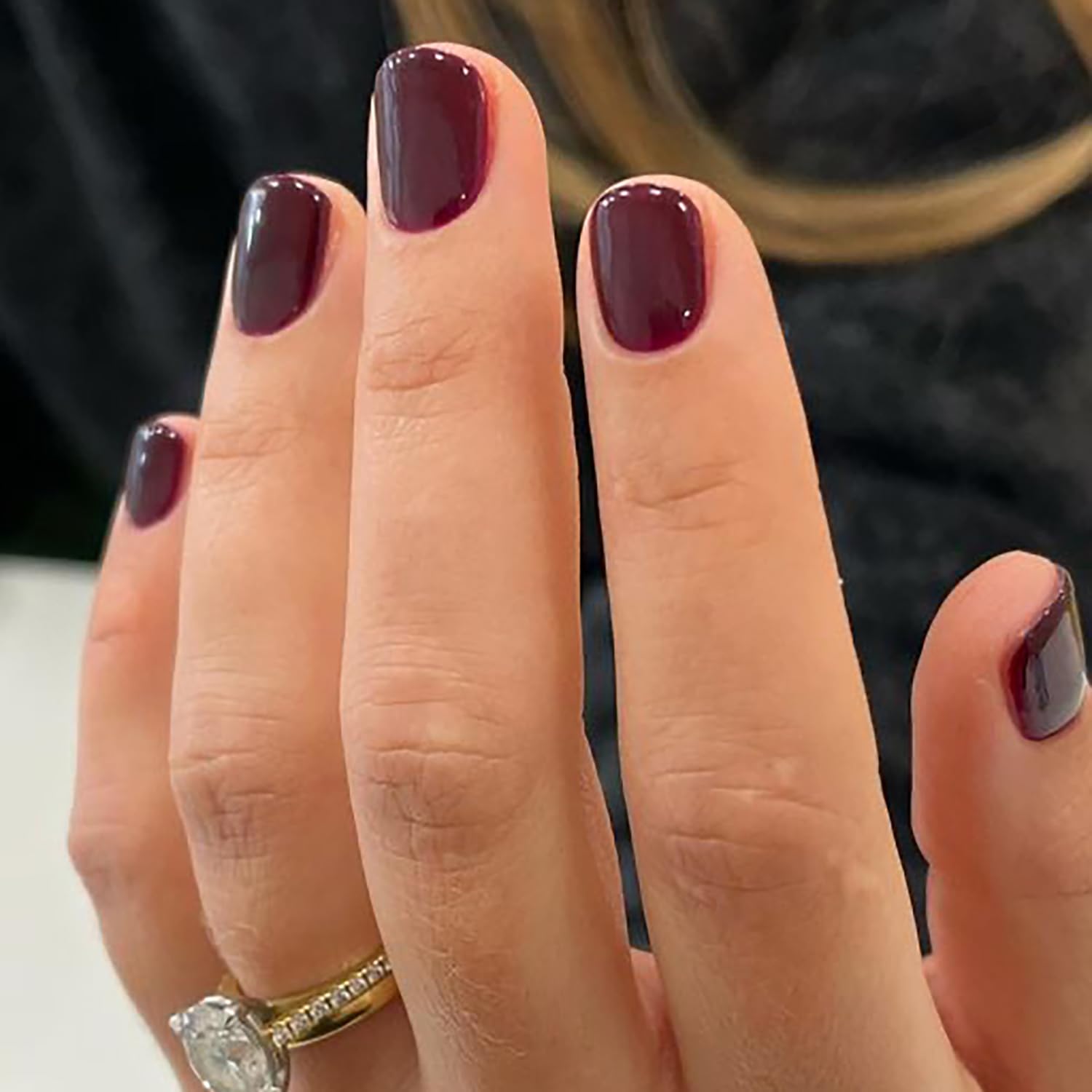 Wine Red Press on Nails Extra Short Fake Nails Acrylic Square False Nails with Artificial Glossy Designs Full Cover Glue on Nail Stick on Nail for