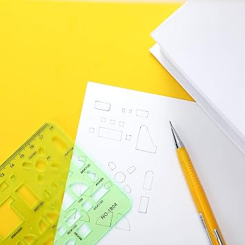 6 Pieces Plastic Measuring Templates Building Formwork Stencils Geometric Drawing Rulers for Office and School, Clear Green