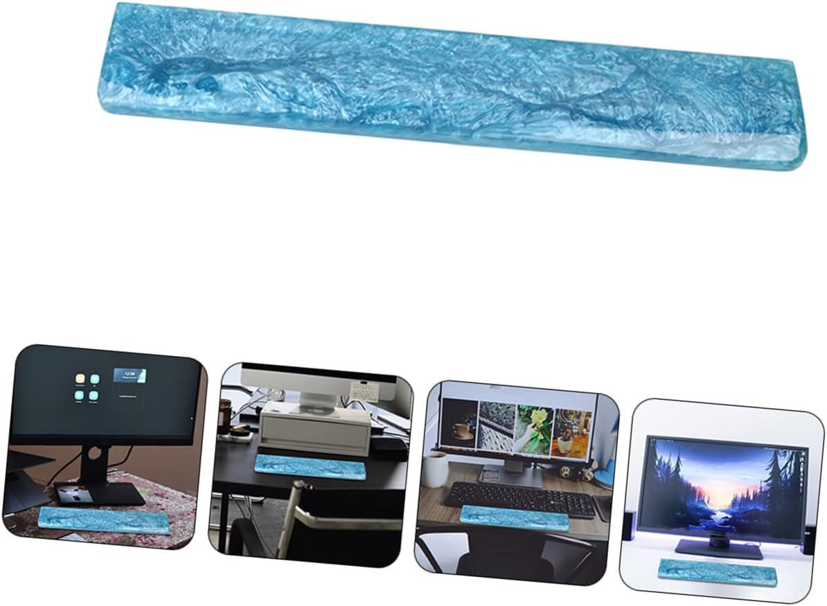 TEHAUX Epoxy Keyboard Pad Wrist Rest Support Blue Resin for Gaming Computer Keyboard