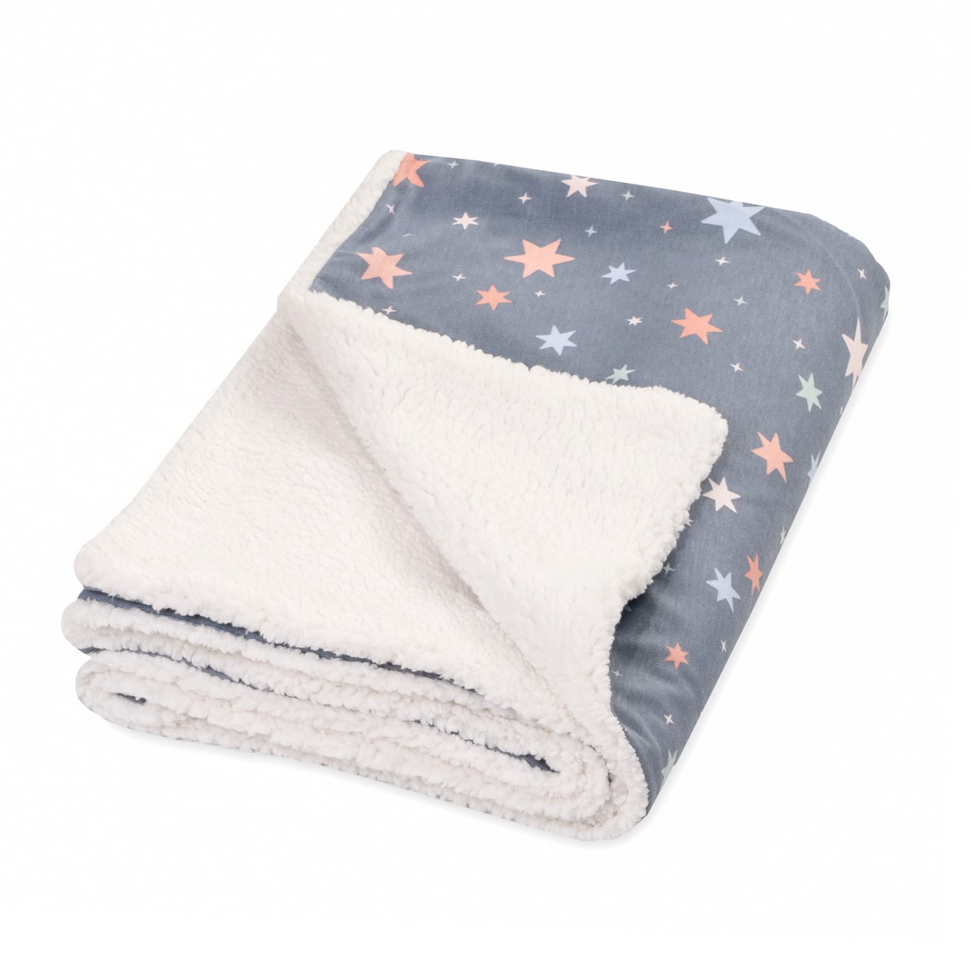 Julius Zöllner Winterdecke aus Baumwoll-Jersey und kuscheligem Teddy-Stoff | Gr. 70x100 cm | Made in Germany | OEKO-TEX® STANDARD 100 | Shiny Stars