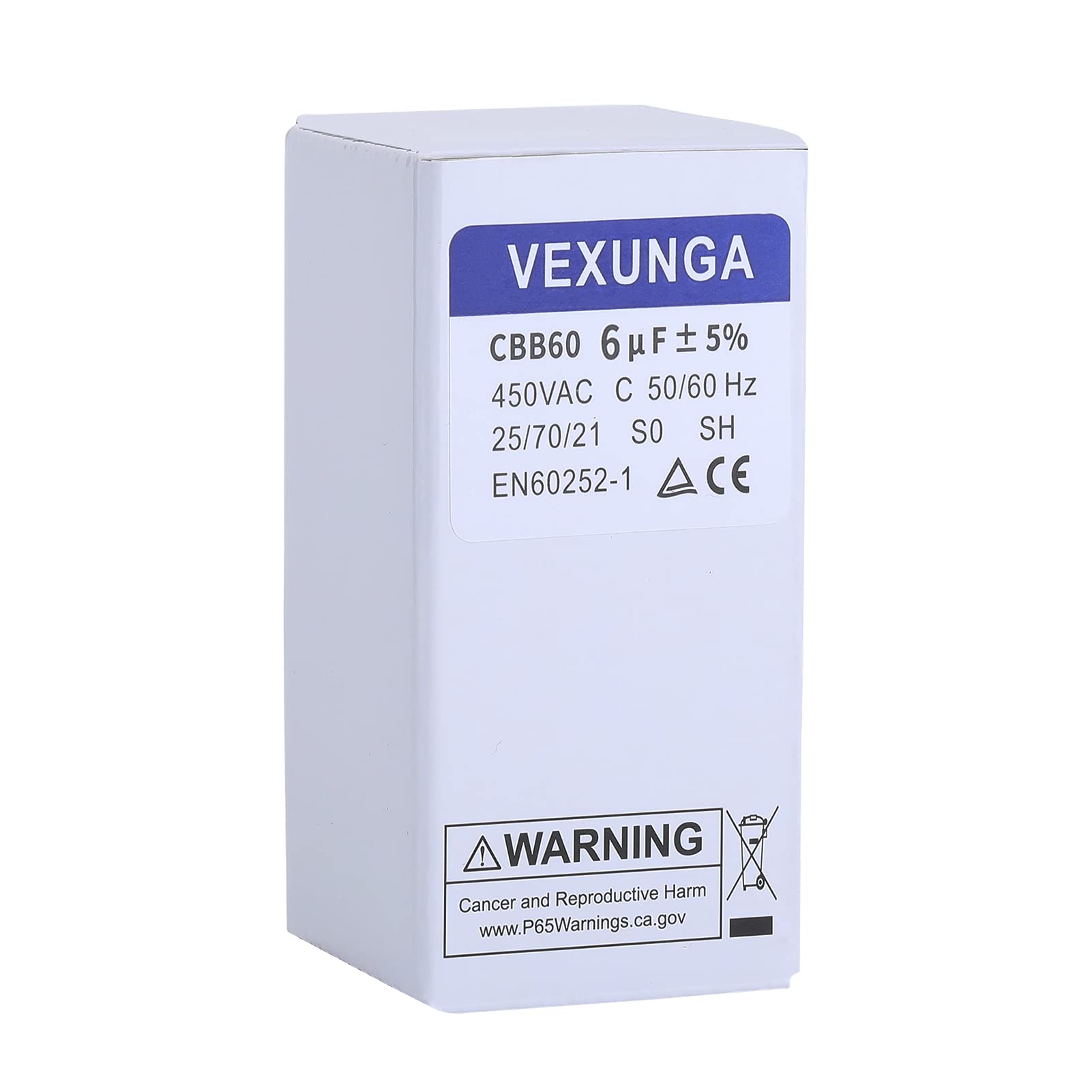 VEXUNGA Kondensatory CBB60 6uF 450V Kondensator rozrusznika silnika elektrycznego 6µF 450 V 35 x 65 mm M8 kabel przyłączeniowy