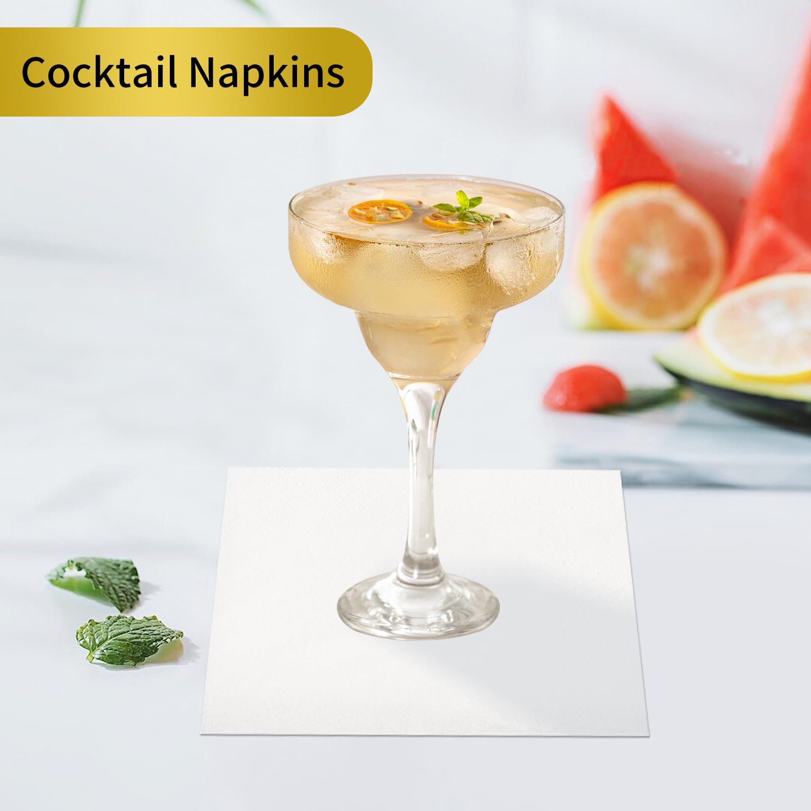 Cocktail Napkins - 1200 Count 2-Ply White Napkins Disposable, 4.5 x 4.5 Inch Folded Paper Napkins Bulk Beverage Napkins for Dinner Wedding Bar Party and Everyday Use