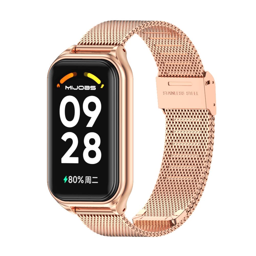 MIJOBSStrap for Xiaomi Smart Band 8 Active/Redmi Smart Band 2 Zinc Alloy Replacement Wrist WatchBand for Xiaomi Mi Band 8 Active Fitness Tracker