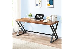 Industrial Real Wood Writing Desk with Modern Farmhouse Style