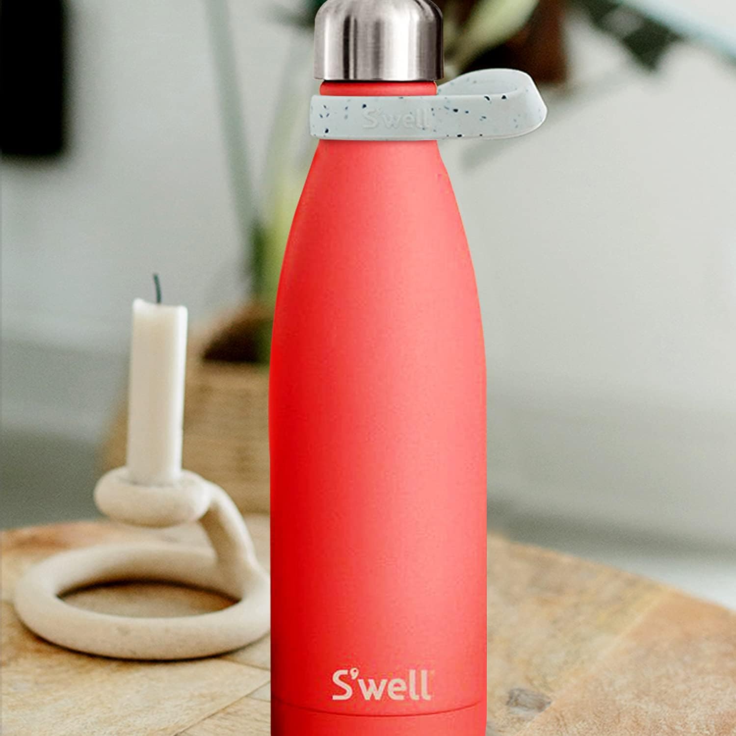 S'well Bottle Handle, Fits 9oz, 17oz, and 25oz Original Bottles, White Speckle, Comfortable Carrying On The Go, Flexible Silicone Grip, BPA Free