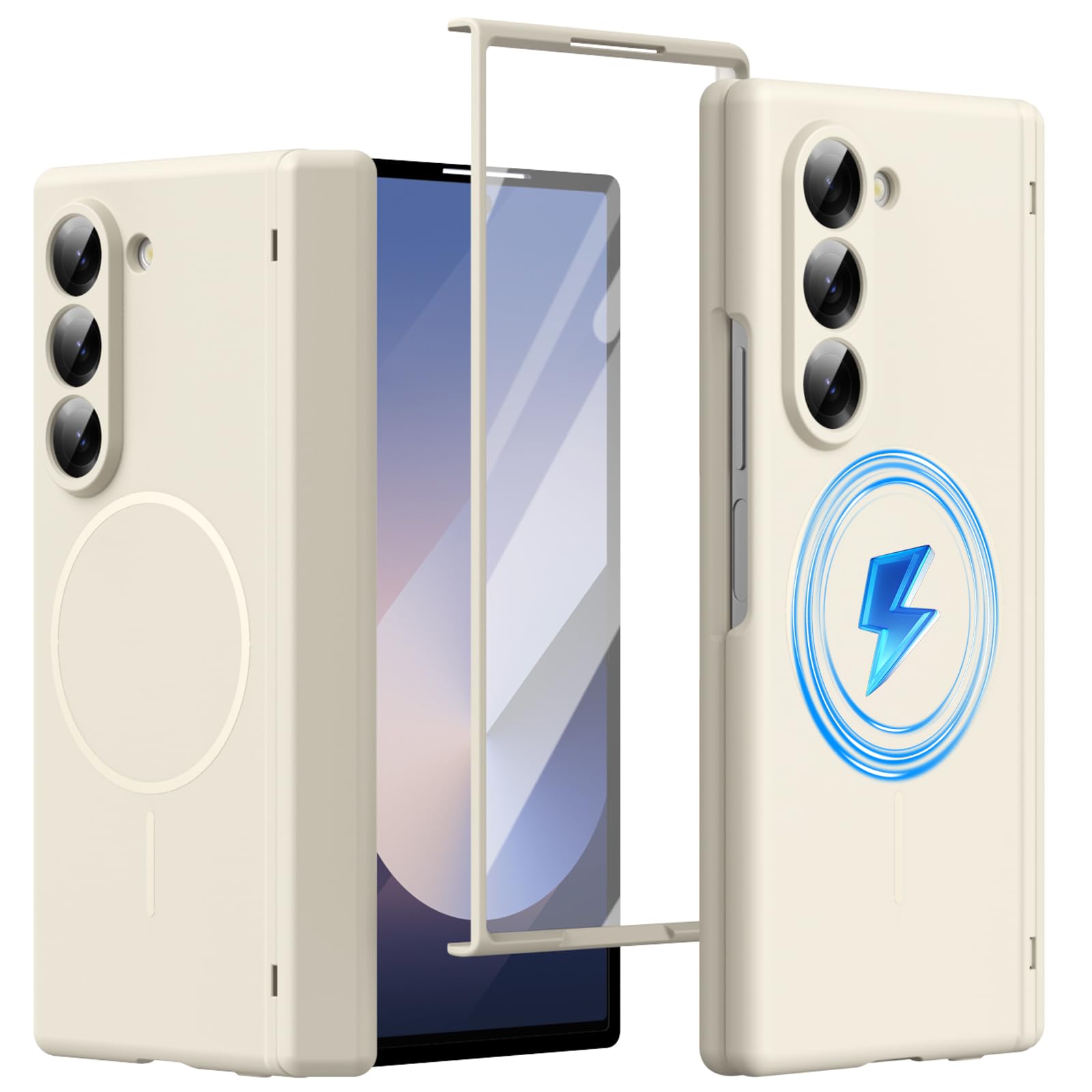 Coque silicone pour Samsung Z Fold6 magnétique blanche antichoc