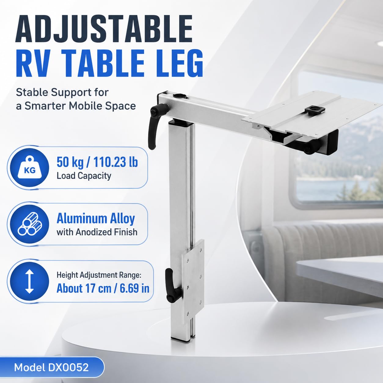 Madelynn Pata de mesa giratoria 360°, capacidad de carga de 50 kg, patas de mesa con cremallera de 17 cm, patas de mesa ajustables desmontables con asas, anodizadas, resistentes a la corrosión para
