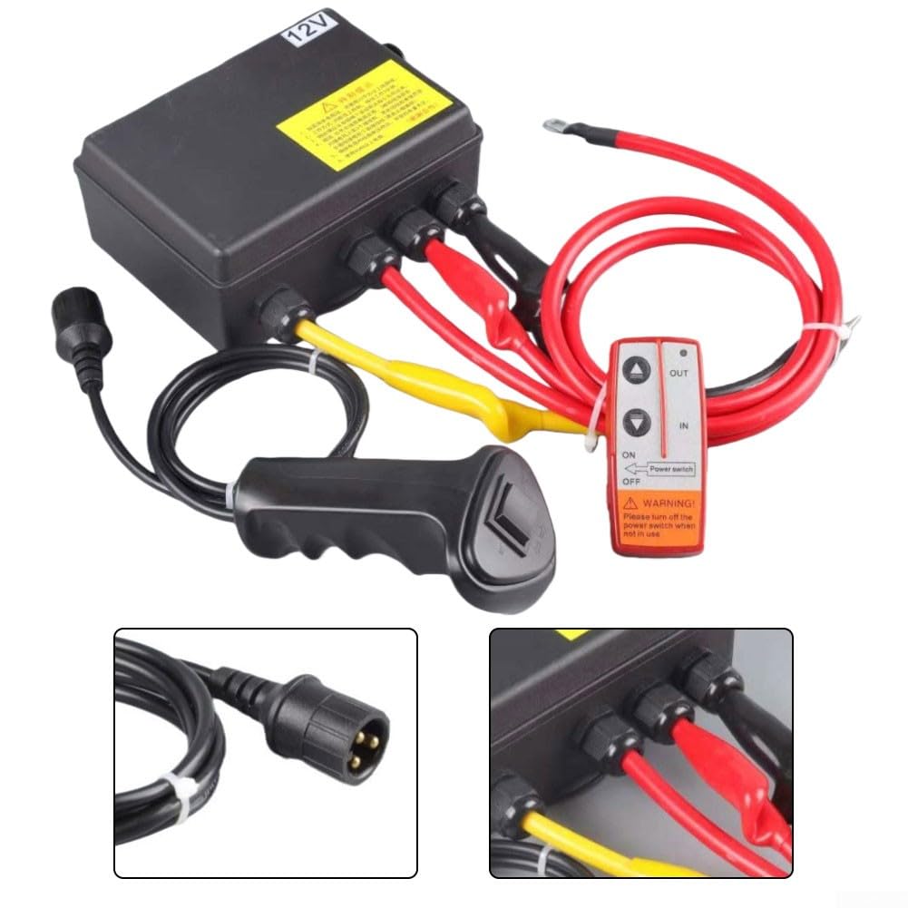 Yuanpgky Boîtier de commande de treuil sans fil pour tout-terrain – W/télécommande et relais – pour véhicules équipés d'une capacité de treuil de 6000 9071,8 kg – Relais de treuil de camion 12 V (12 V