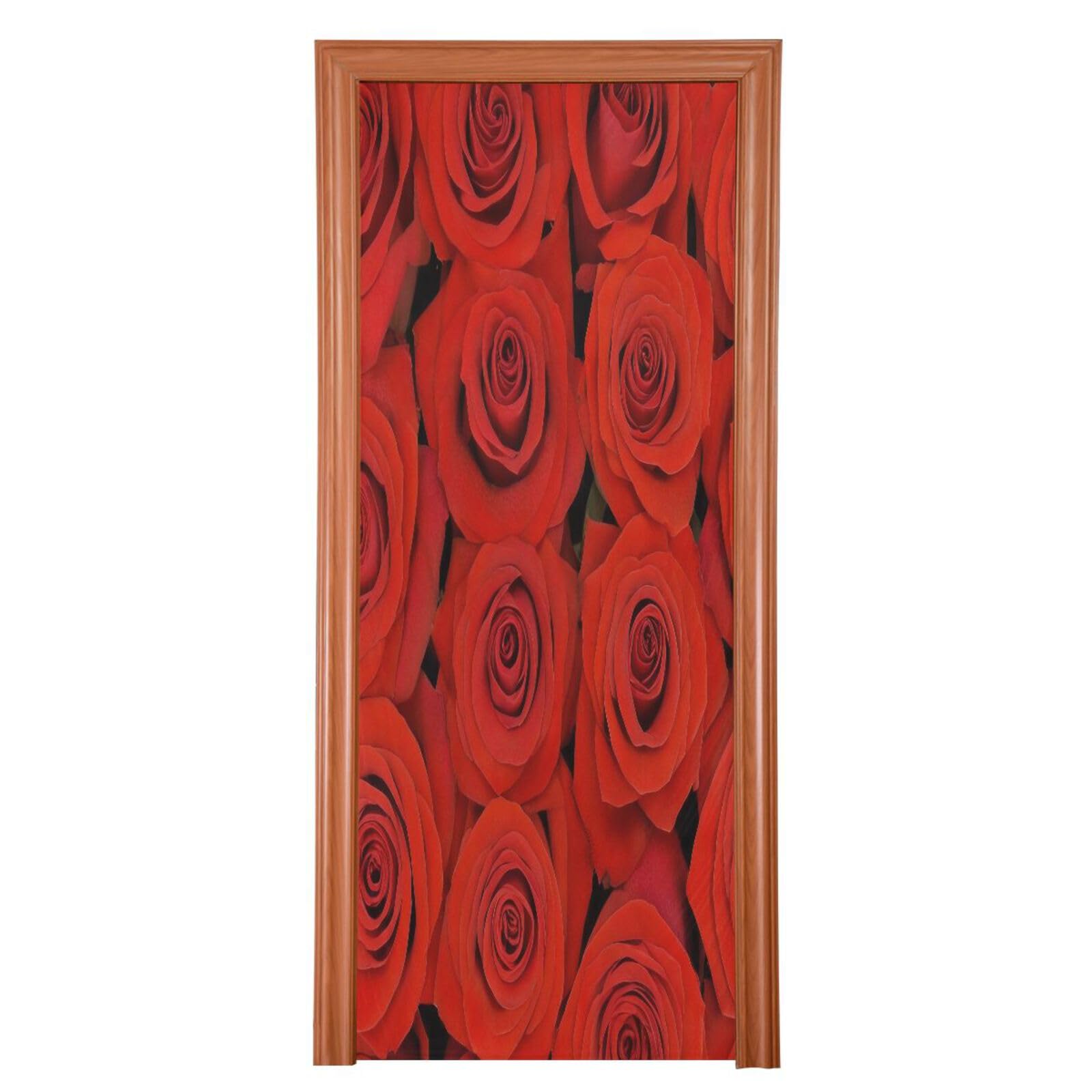 FLildon Beautiful Red Rose Valentine's Day Door Cover Decoration, Party Accessory Porch Decor for Festive Ornament Room Door Covers 36 x 98 Inch