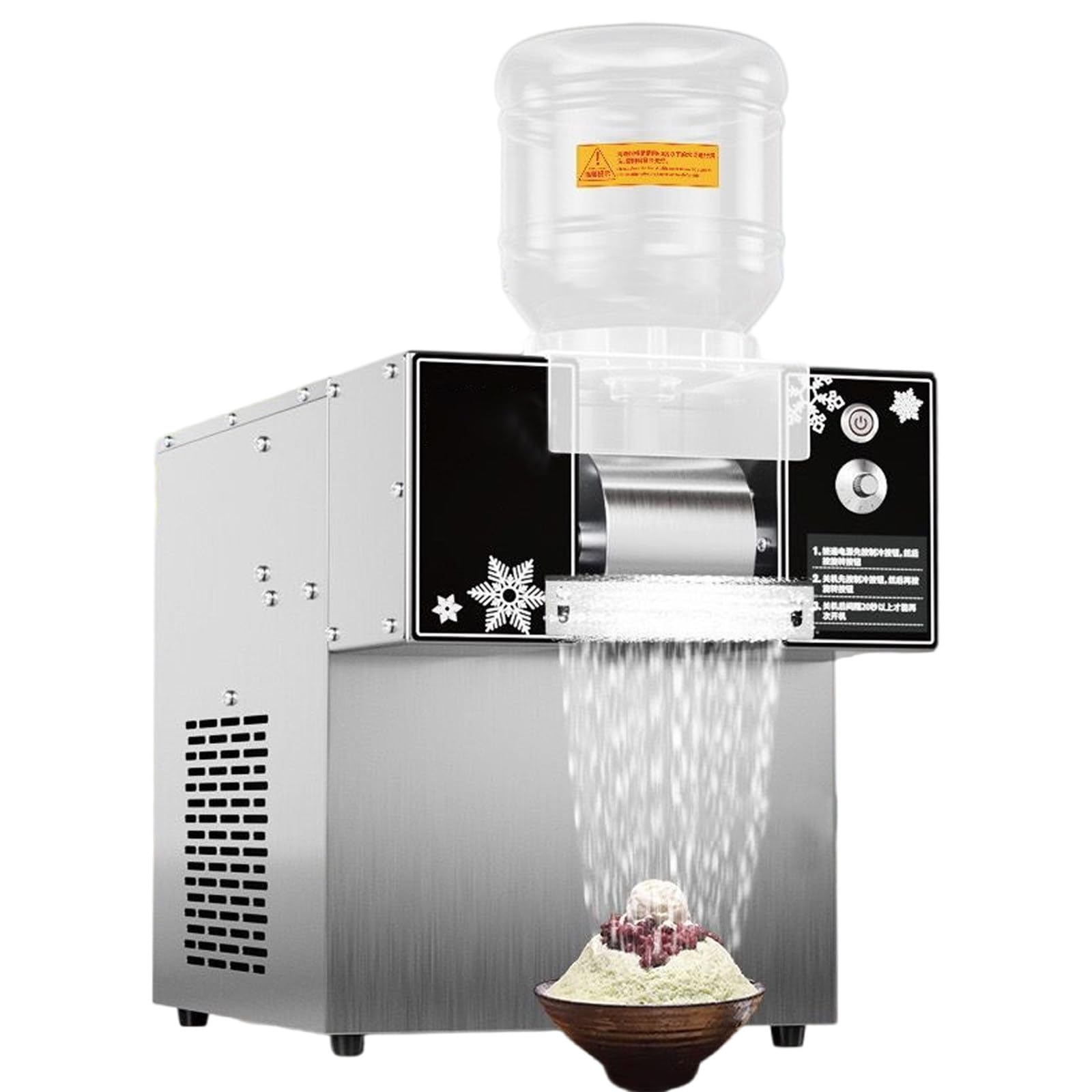Machine À Glace Pilée Commerciale Automatique 60 Kg/24 H, avec Réglage De La Vitesse Et Seau De 2 L, pour Smoothies, Lait, Glaces Et Cafés