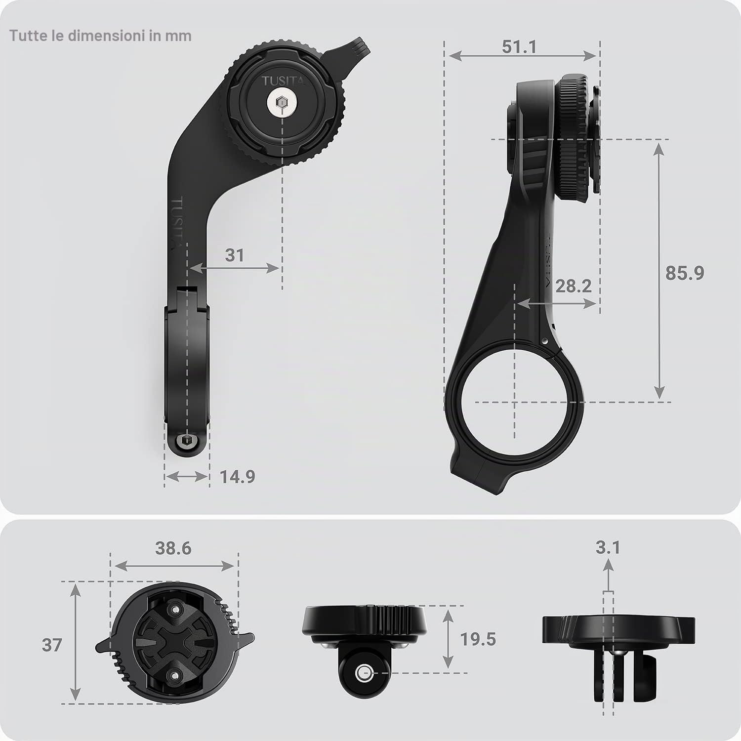 TUSITA Sistema Twist Lock Out Front Mount PRO - Ciclismo