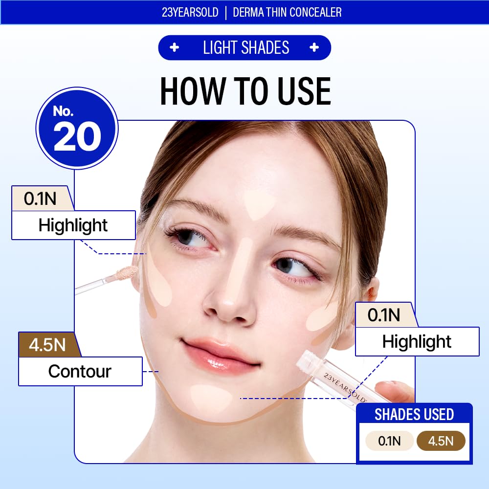23years [Old Derma] Correttore sottile n. 0,5P (beige rosa): adatto per pelli sensibili, leggero e durevole. Formula Sweetone che allevia il rossore per una finitura naturale. Facile da applicare