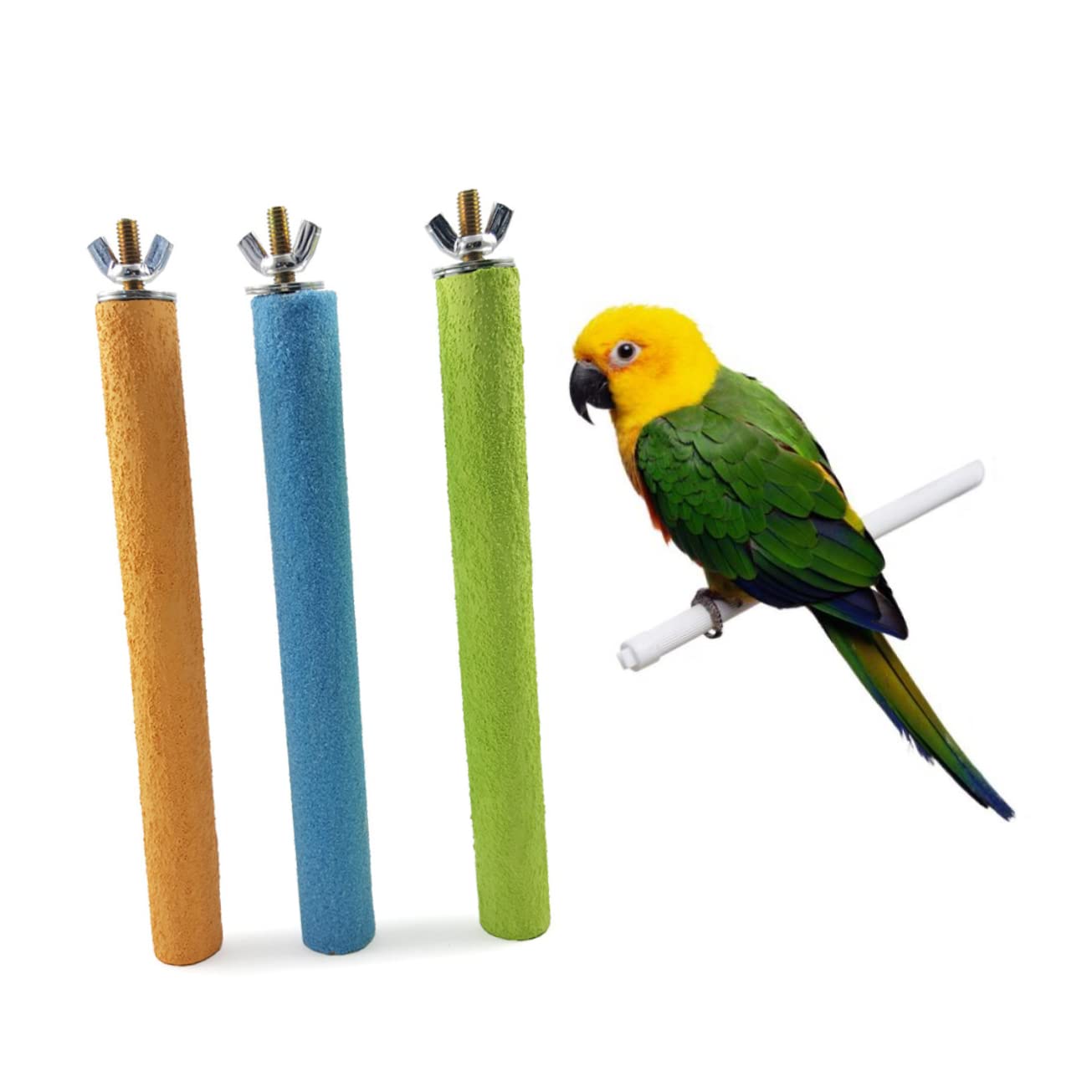 BESPORTBLE 10 Pezzi supporto per pesce persico pets giocattoli pietra affilacoltelli pappagallo bacchette per macinare artigli di uccelli supporto per giochi per pappagalli glassato Pertica