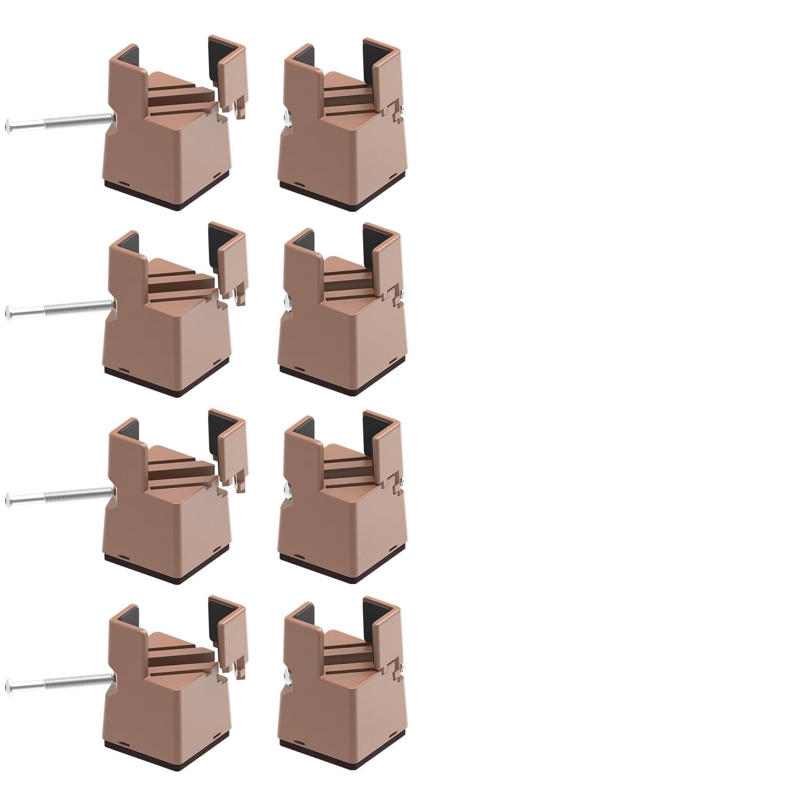 Patas De Silla 8 elevadores de Patas Ajustables for Muebles, Almohadillas Antideslizantes for Patas de Silla, 5 cm/10 cm, for sofá, Mesa, Cama, con Abrazadera de Tornillo.(Brown,5cm)