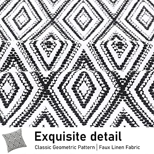 HPUK Decorative Throw Pillow Covers Set of 4 Geometric Design Linen Cushion Cover for Couch Sofa Living Room, 18"x18" inches, Black - Thumbnail 4