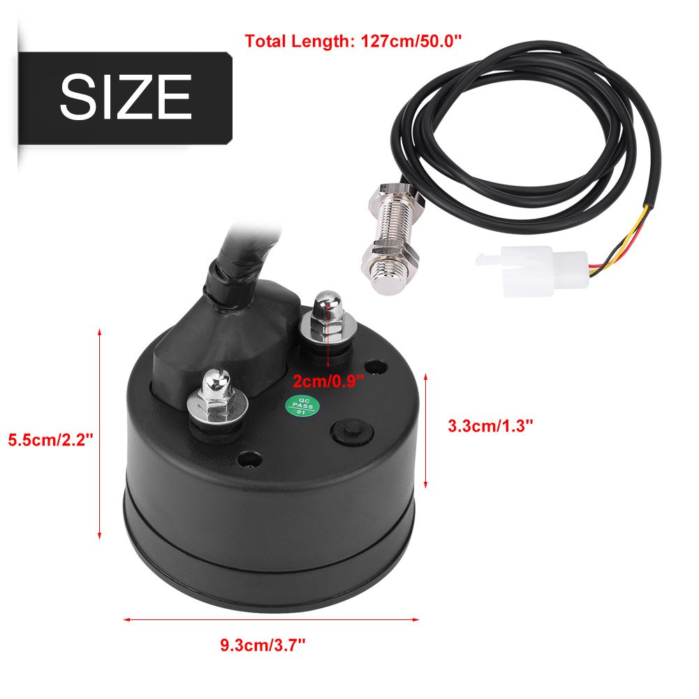 Digitale Meter Motorfiets Snelheidsmeter/Toerenteller/Kilometerteller Universeel met Multifunctioneel Indicatielampje Display Zwart Waterdicht Anti-vibratie Digitaal LCD-scherm