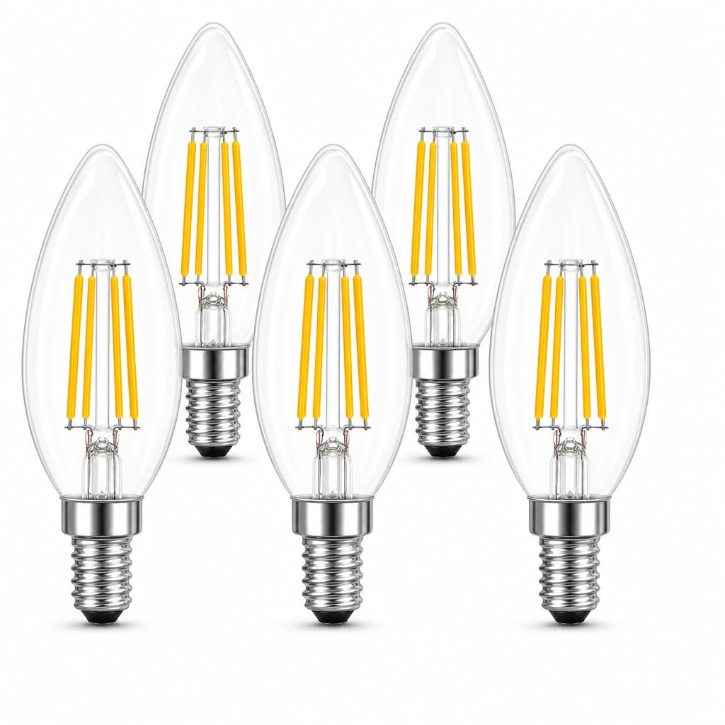 Innovess 6 Pack E14 LED Light Bulb 6W, C35 Candle Bulbs Small Screw, 2700K Warm White, LED Filament Candle Light Bulbs, SES Small Edison Screw, E14 LED Candle Bulb for Chandelier Lamps