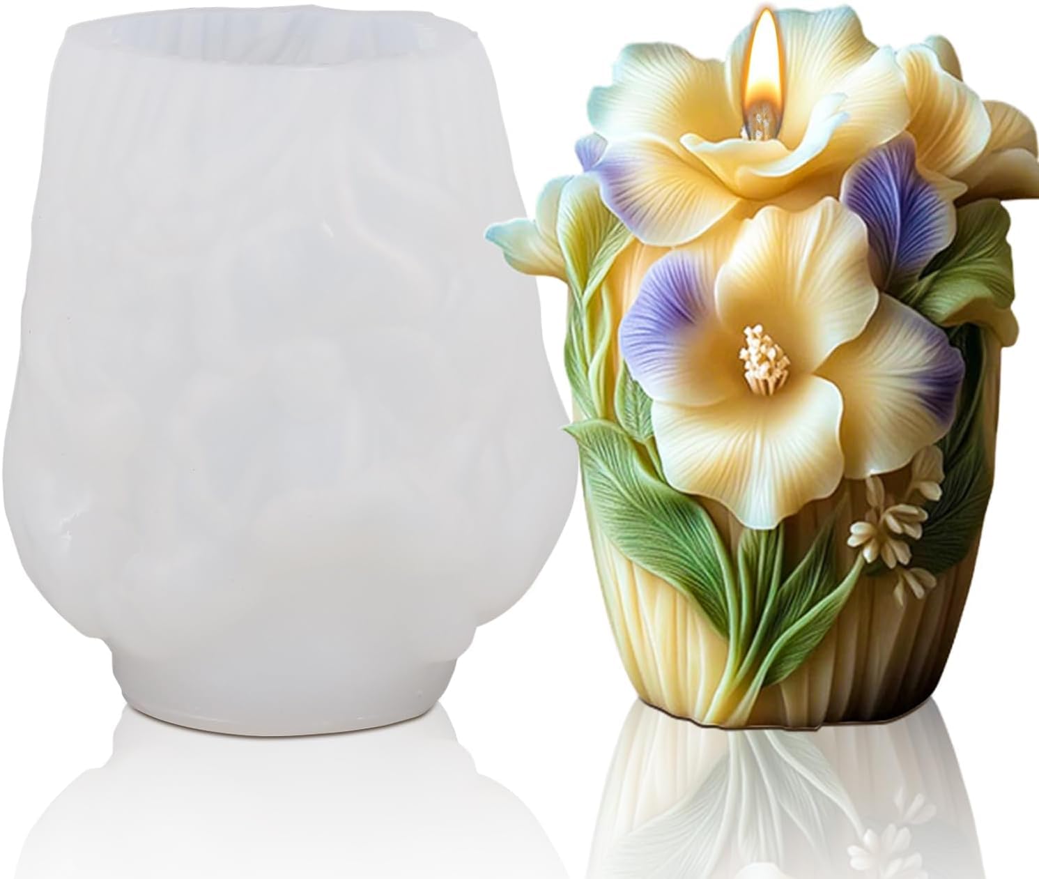 Lily Flower Pillar Candle Mould 3D Silicone Pillar Mold For Making Scented Candle Wax melts Valentine's Day Clay Craft Soap Resin Casting Home Decoration Chocolate Baking Cakes Candy Cupcake Mold-image-14