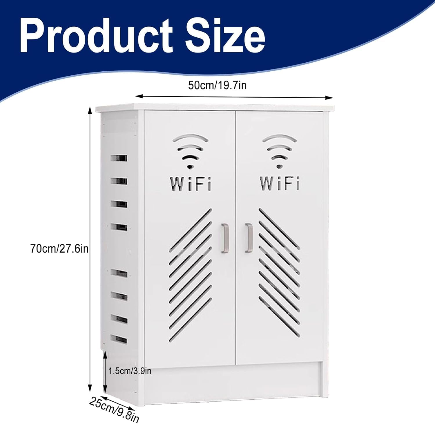 WiFi Router Aufbewahrungsbox, PVC Drahtlose Router Lagerung Schrank | Weiß mit Verstellbaren Regalen, 50X70X25CM, Für Büro und Haus