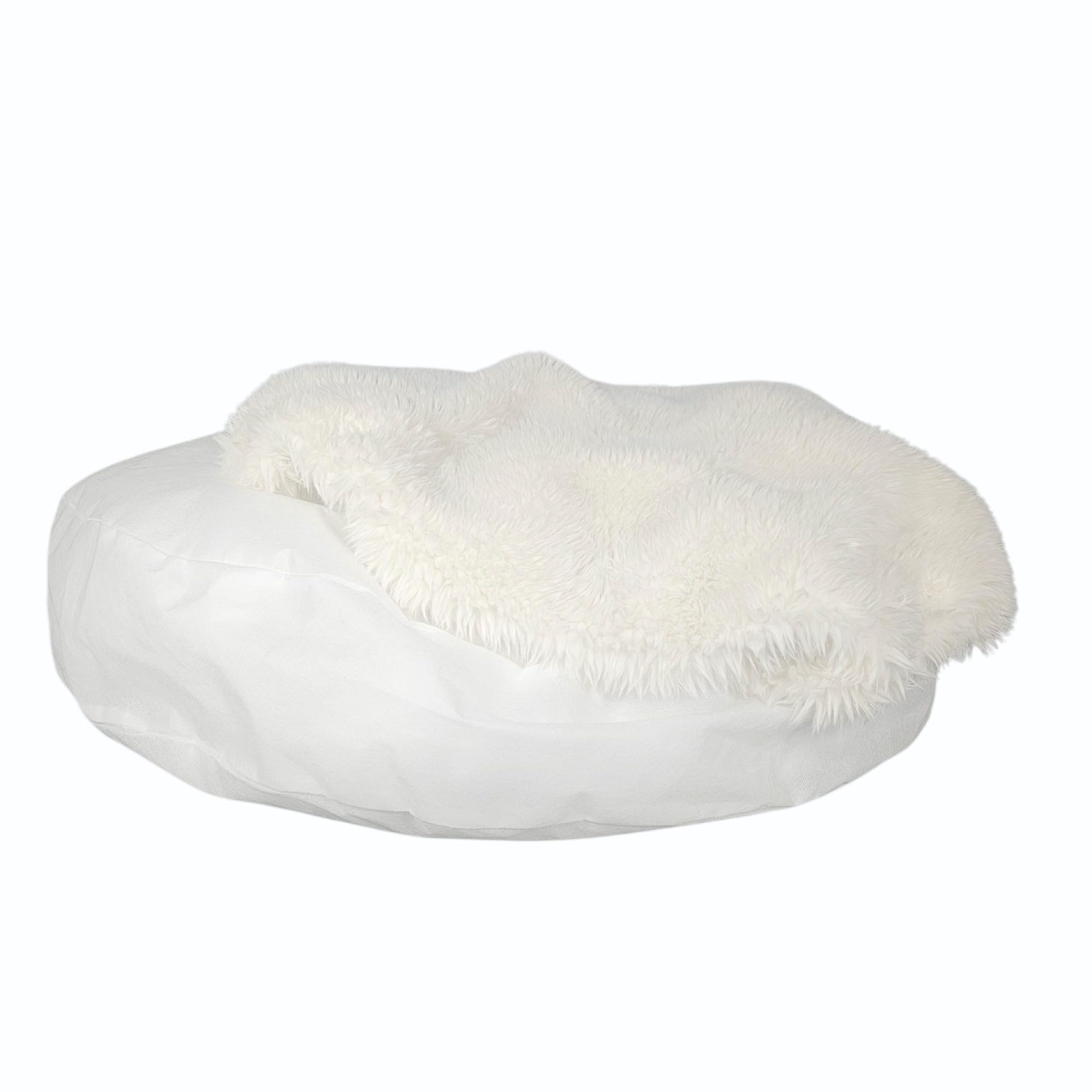 PRASKA RELAXWOLKE Premium Kuschelbett für Hund & Katze – Antistress Tierbett aus extra weichem Fell, formanpassend, beruhigend, Abnehmbarer Bezug, wasch- & trocknergeeignet