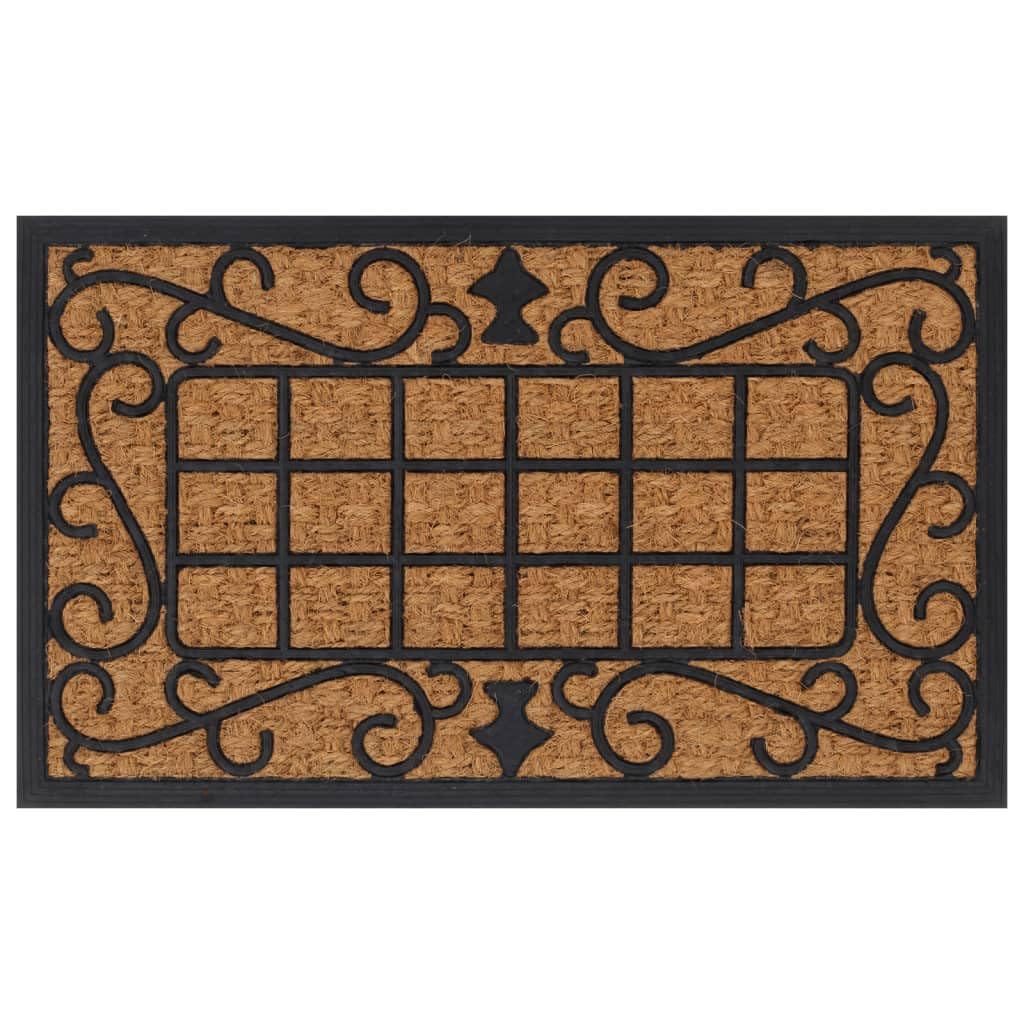 Paillasson rectangulaire - 45 x 75 cm - En caoutchouc et fibre de coco - Antidérapant - Pour entrée et porte d'entrée - Durable - Résistant aux intempéries - Absorbant - Également pour