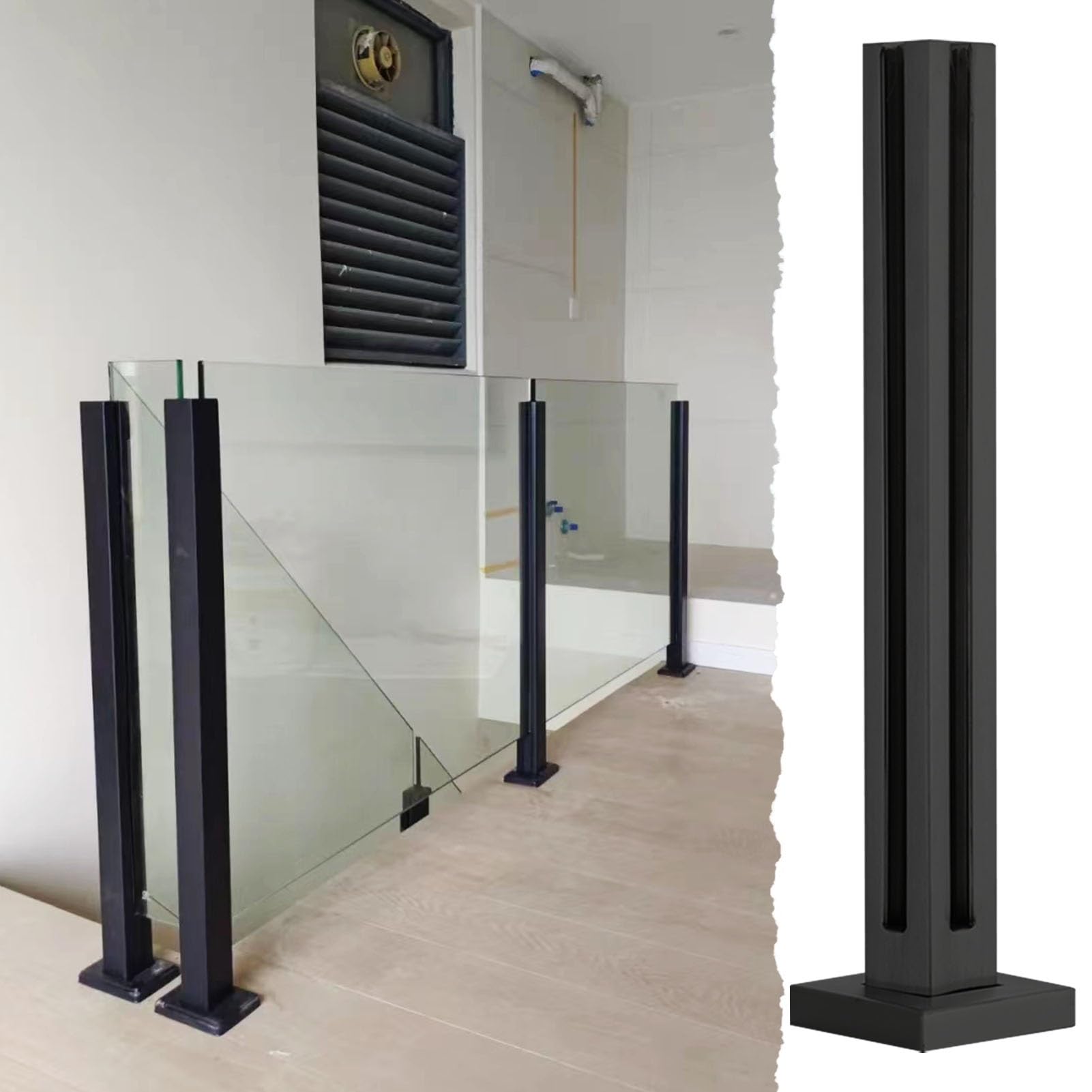 Barandilla de diseño moderno Black S para escaleras y panel de porche interior
