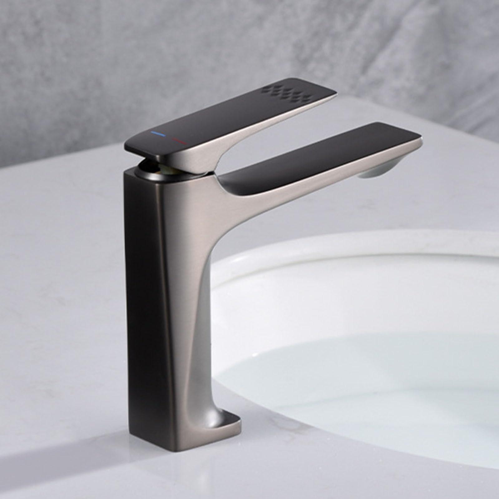 Nfusrxmbk Gun Gray Sink Taps For Bathroom Modern Brass Countertop Basin Tap Single Lever Hot And Cold Gray