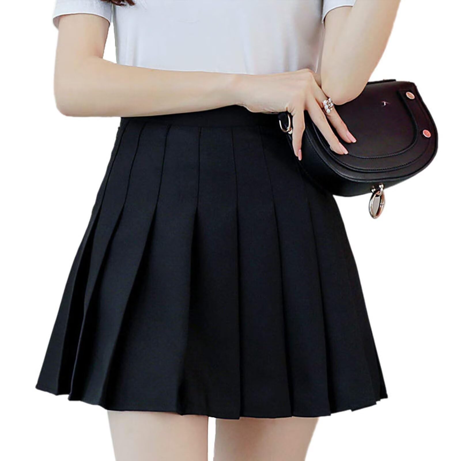 Women Girls High Waist Pleated Skater Tennis School Short Skirt