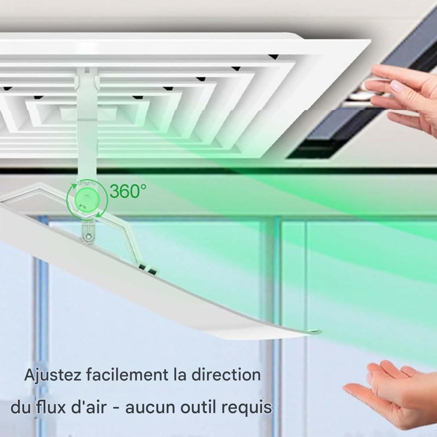 Feng Shui， Deflettore per Ventilazione a soffitto - Deflettore d'Aria Quadrato | Deflettore e diffusore d'Aria Regolabili per griglia di Ventilazione per mobili da Ufficio Domestici ed Esterni