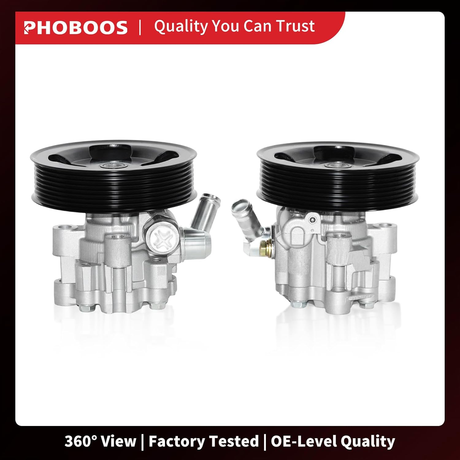 PHOBOOS Power Steering Pump Compatible with Toyota Tundra 2007-2014 V8 5.7L/2014 V8 4.6L/2015-2022 All Engine, with Outlet & Pulley, Smooth Steering, Low Noise, High Durability, Ref. 21-5486