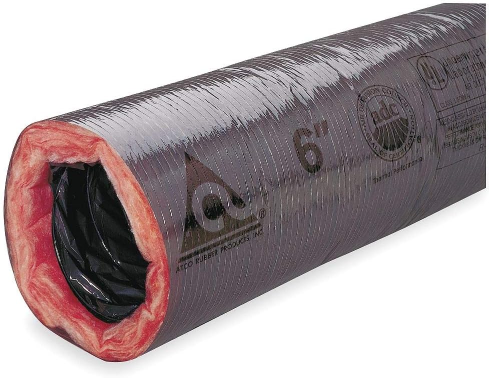 ATCO 18" x 25 ft. Insulated Flexible Duct, R-4.2, Fiberglass, PVC & PE ...