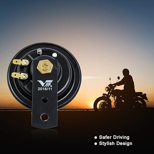 Miniatura 3 de uxcell DC 12V 3A Universal motocicleta eléctrica cuerno sirena trompeta 110dB negro