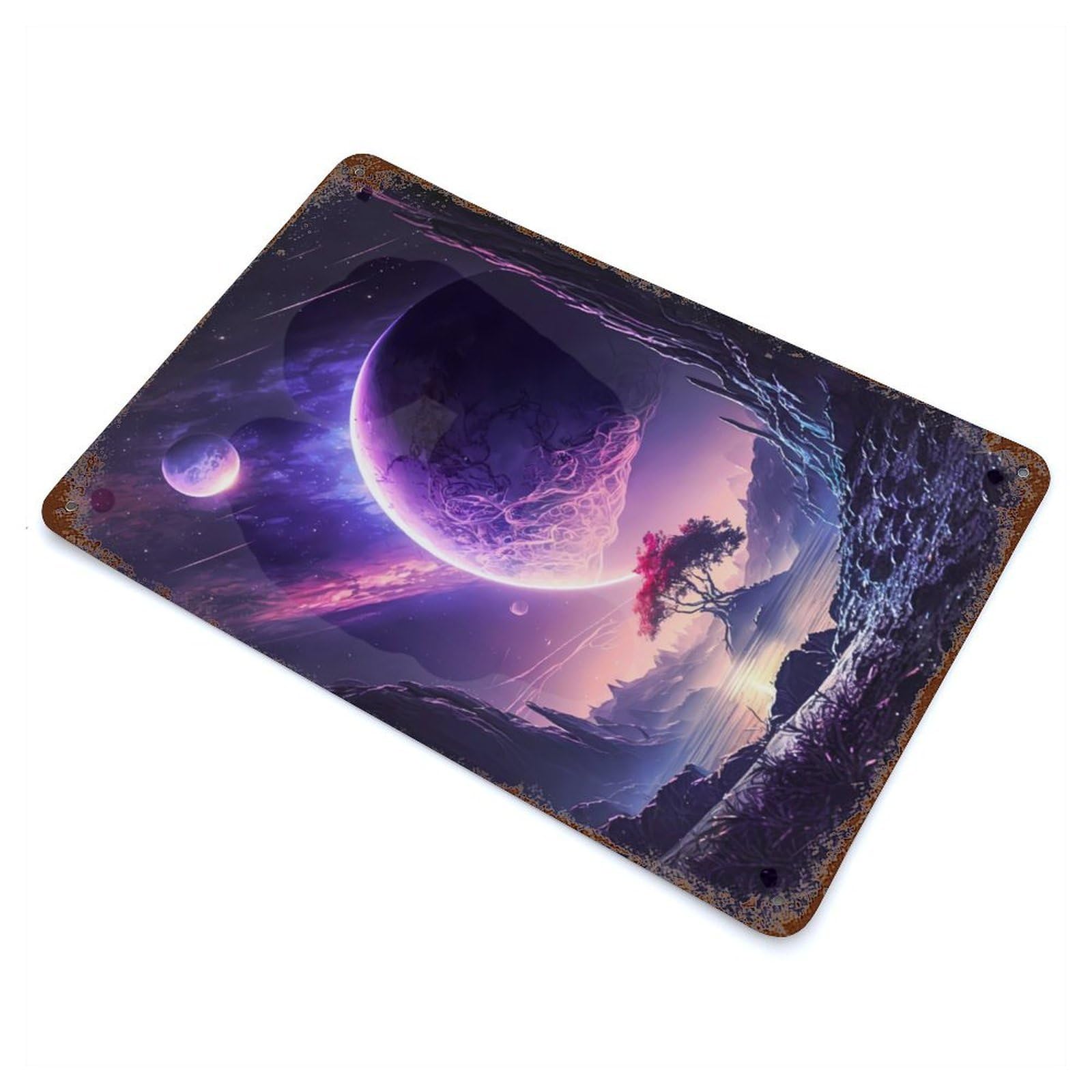 Heaven Lake Space Distressed Metal Wall Sign 11.8"x7.9", for Garage, Bar And Workshop Decor, Decorative Metal Wall Art
