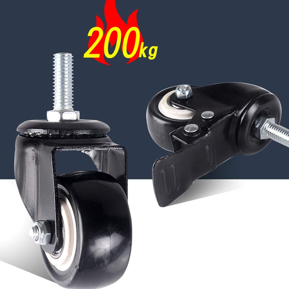 Gruma Ruote per carrelli con Freni, Bino Cuscinetto Ruote girevoli, Perno filettato per Installazione Facile, Ideale per Mobili e Apparecchio, Set da 4