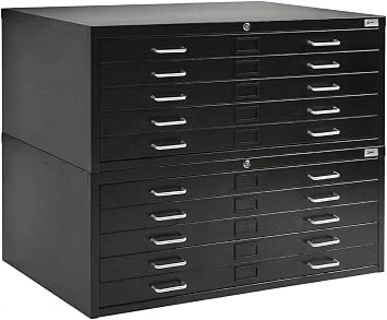 AdirOffice Flat File Cabinet - Heavy Duty 10-Drawer Blueprint Sheets Storage, 35" x 46" Great for Documents Sized 30 x 42, Ideal for Artists, Art Files, Engineers, Architects, Offices - Black