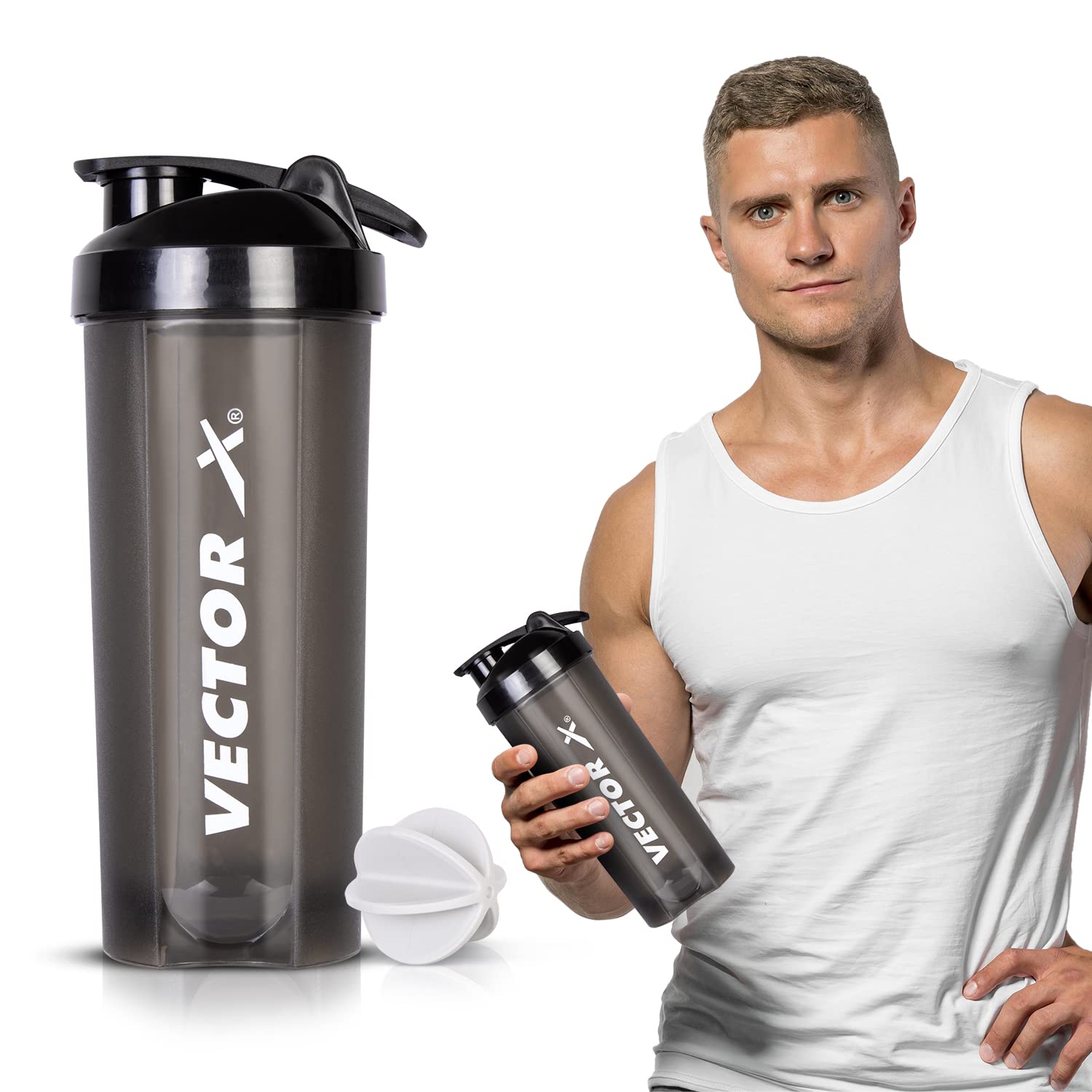 vector x shaker bottle for protein shake with material grade 0.5 non toxic shaker for cycling/gym/excercise outdoor (black)