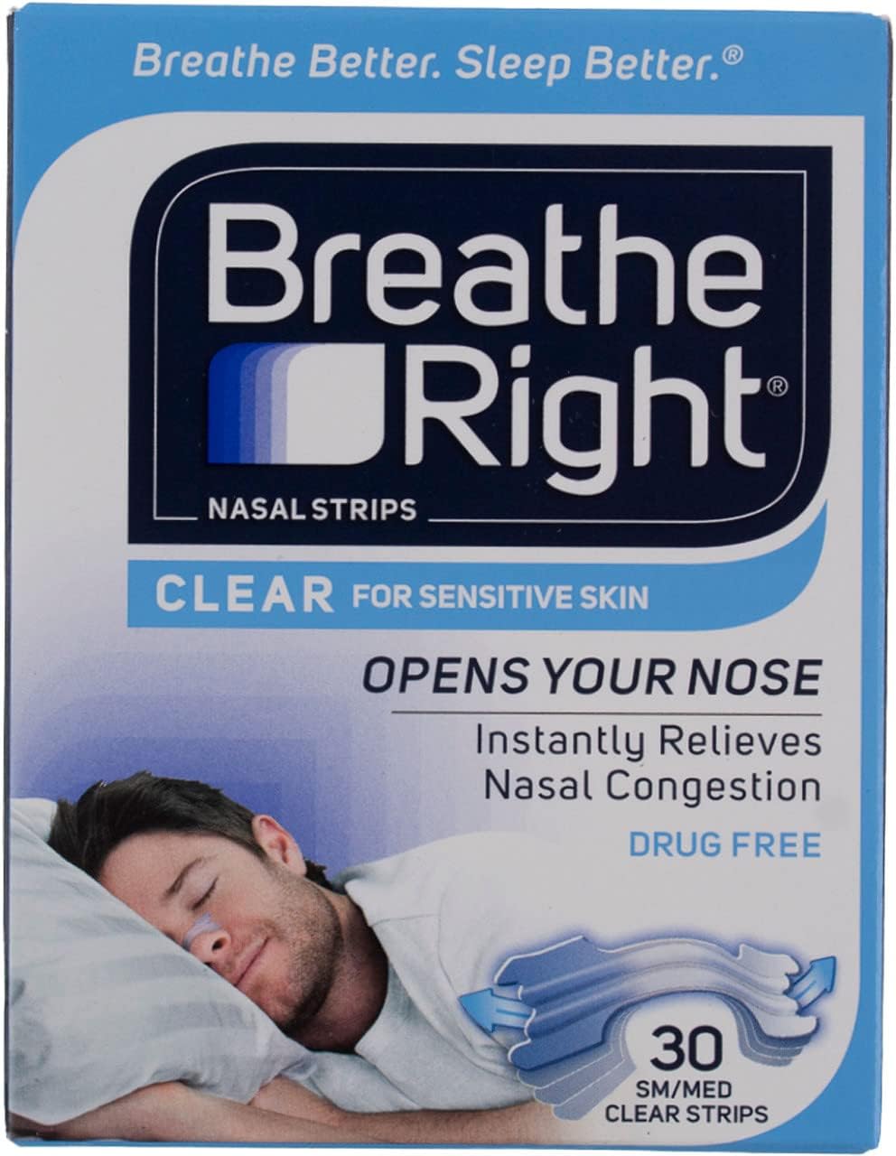 Nasal Strips, Small/Medium, Clear, 30 Count (Pack of 3)