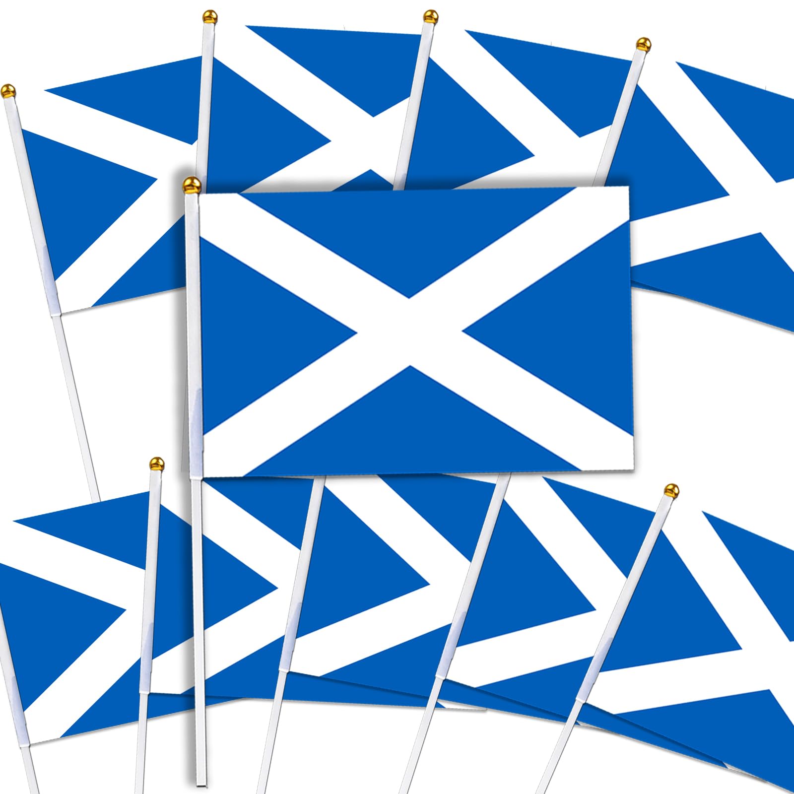 10pcs Scottish Flags on Sticks for Fifa World Cup Football 2026 Decoration, Small Scotland Flag Mini Hand Held Waving Flags for Eurovision Euro Football Garden Street Scottish Party Decorations