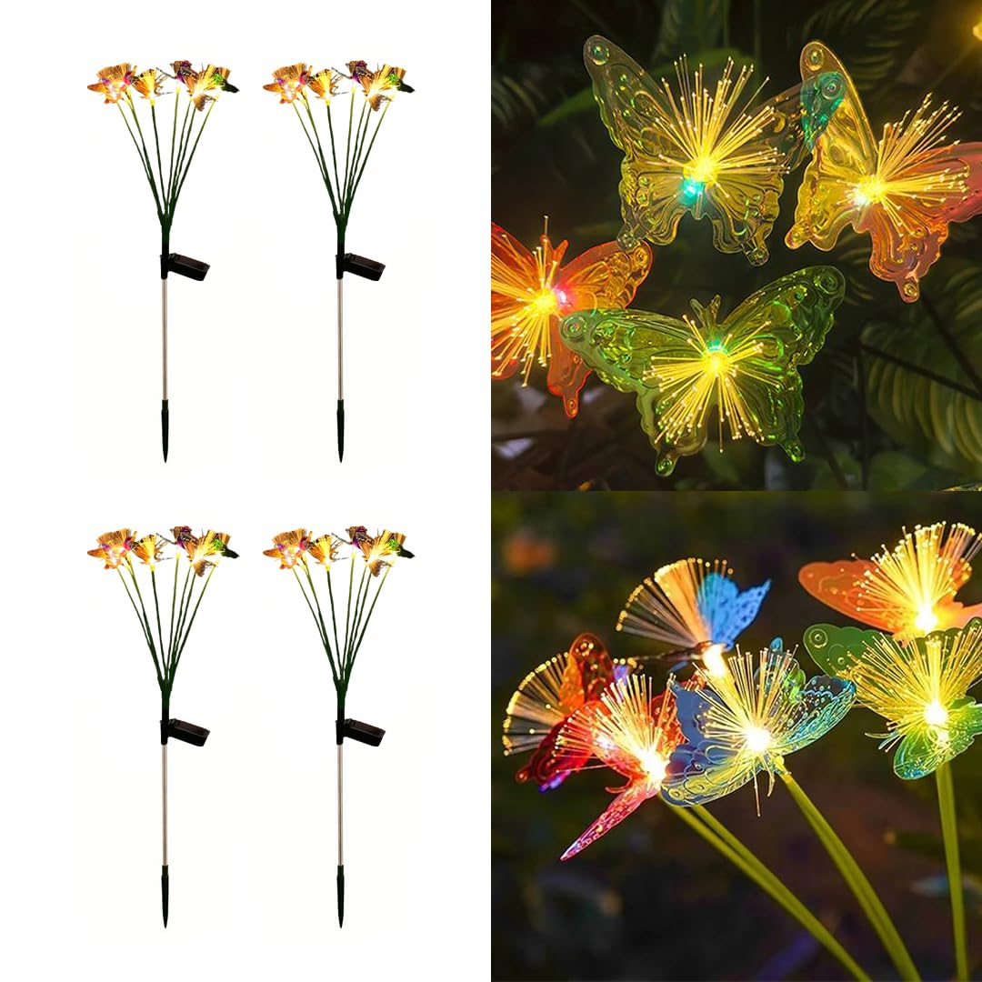 Sponsored Ad - hardoll Solar Decorative Fibre Butterfly Light Warm White Color LED Waterproof Outdoor Home Garden Pathway Lawn Driveway(Pack of 4)