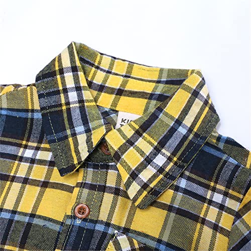 Boys Girls Plaid Shirts Long Sleeve Button Down Flannel Dress Shirts with Pocket Toddler Kids Tops Fall Outwear3
