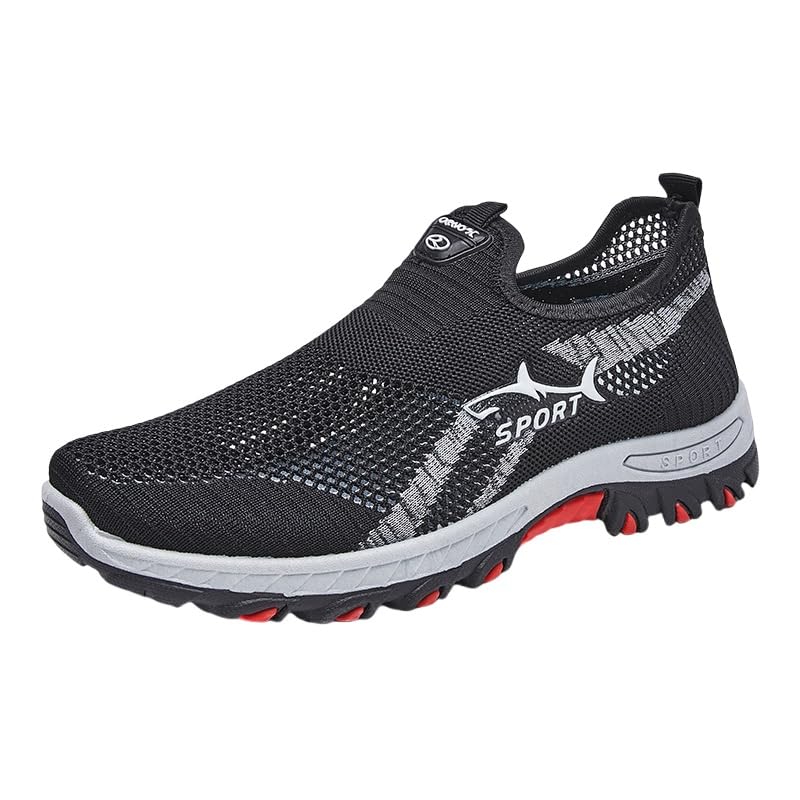 Men's Breathable Mesh Sneakers | Slip-On Athletic Shoes for Spring/Summer | Lightweight Casual Sports Style with Rubber Sole & Round Toe Design