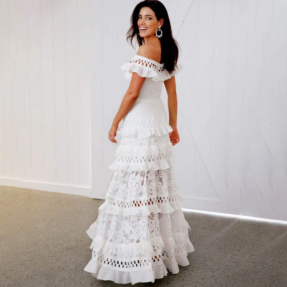 Vestido de novia elegante con hojas de loto para mujer, vestido formal para fiesta, falda de pastel, vestido de noche largo para graduación, bonito vestido (color: blanco, talla: grande) (blanco M)