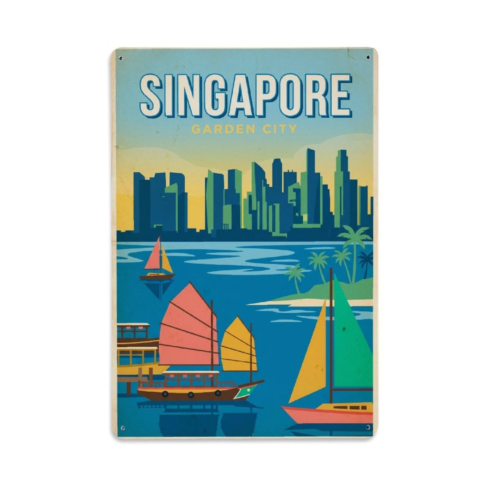 Huiyhb 8X12inch(20X30cm) Vintage Travel Singapore Marina Metal Tin Sign