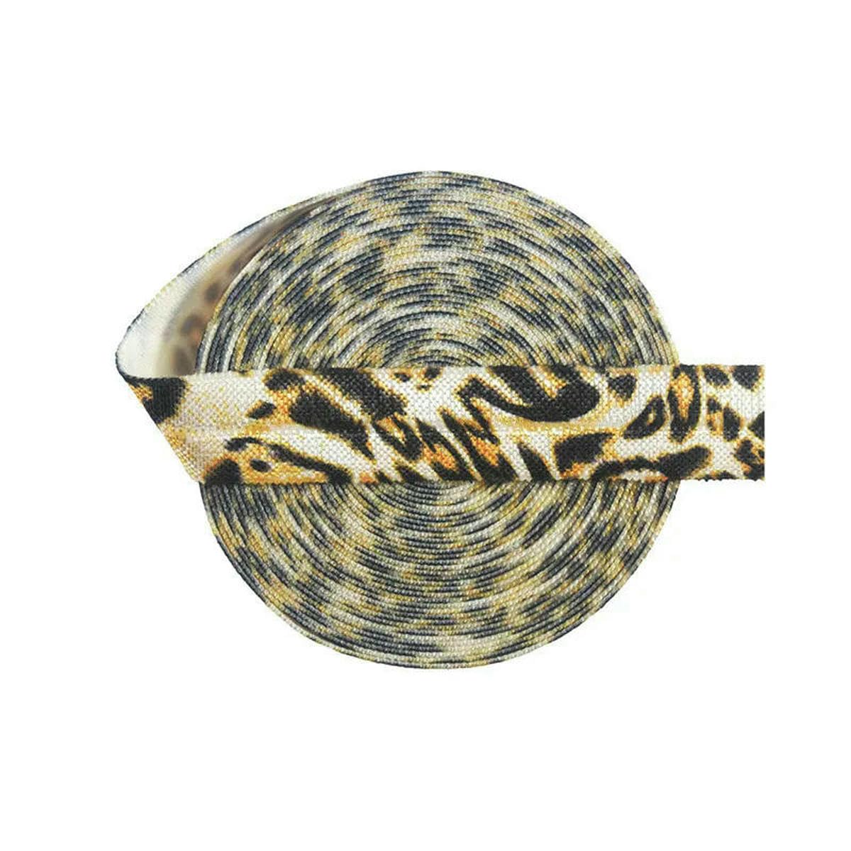 Cinta elástica de licra con estampado de leopardo y corona de encaje de 15 mm, 2,5 y 10 yardas, para coser, 15 mm, 50 yardas