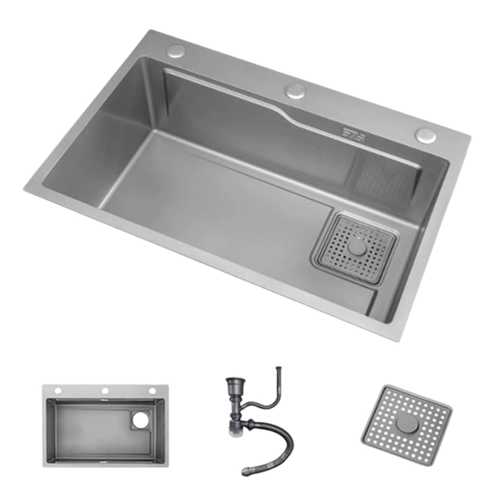 Éviers cuisine grand évier gris une cuve sous plan en inox avec bonde
