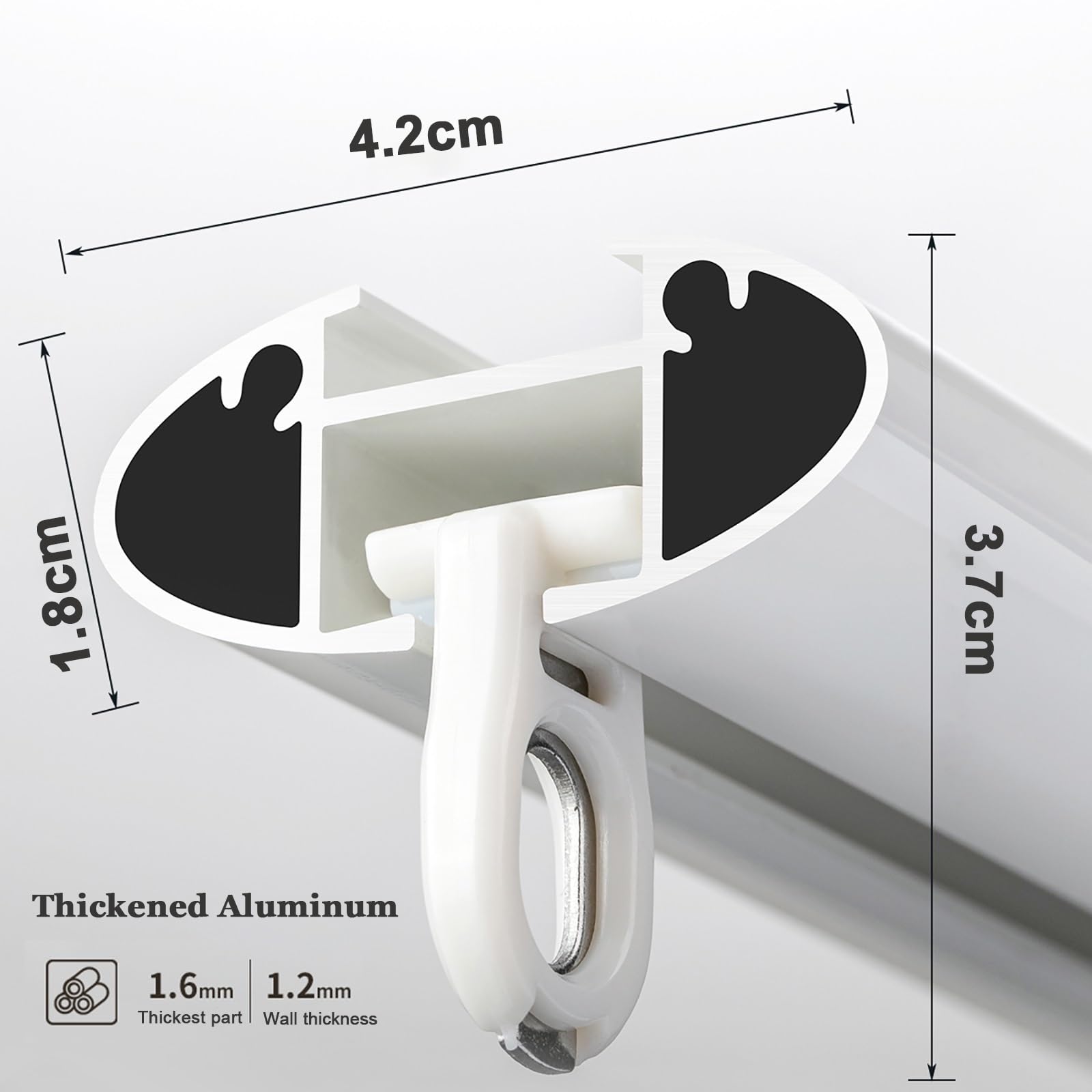 Gleitschiene Vorhangstange, Wandmontierte Vorhangschiene Aus Aluminiumlegierung, Doppel-Gardinenstange Für Für Vorhänge Fenster Balkon Büros Hotels Kliniken(White,600cm/19.6ft(4 * 150))