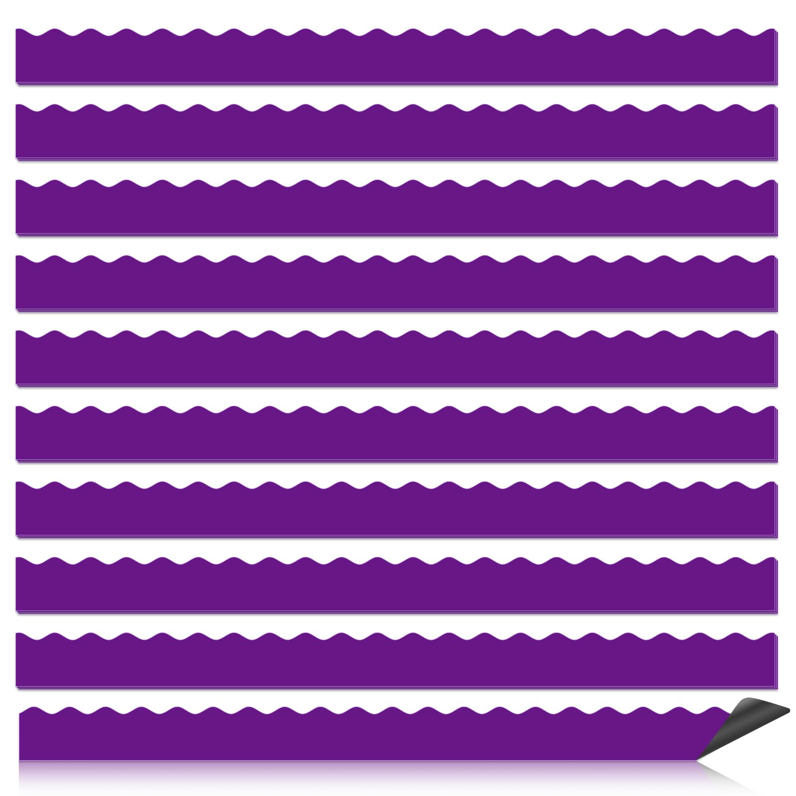 Magnetic Borders for Classroom Whiteboard - 30 Pcs Dark Purple Magnetic Bulletin Board Border Set - Scalloped Chalkboard Border Strips for Teachers, Parents, DIY Home,School & Office Decoration — image 1