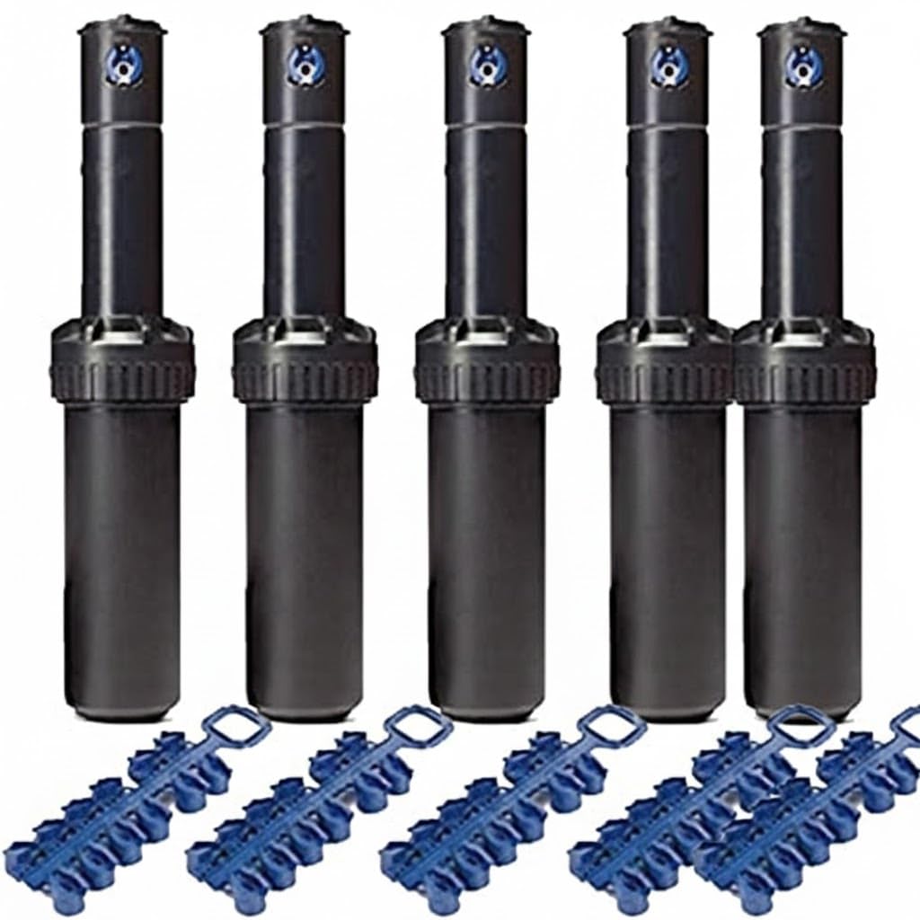 Suinga Pack 5 Aspersor R.Bird 5004-PC. Alcance 7,6 a 15,2 MTS. Rosca 3/4" Hembra - Aspersor de Jardin emergente - Turbina de Riego, Negro